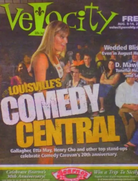 Kristin on the cover of Louisville's Velocity weekly for its Comedy Central issue, 2007